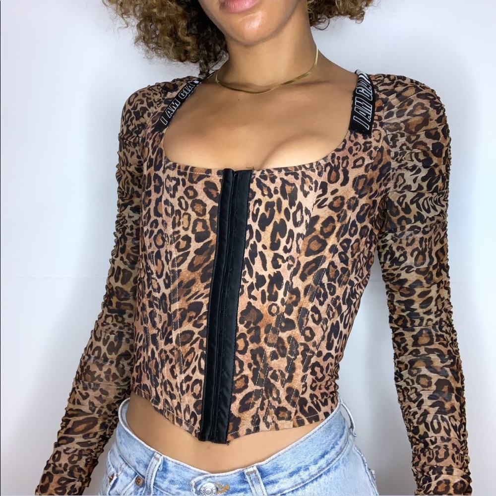 I AM GIA Corset Leopard Top